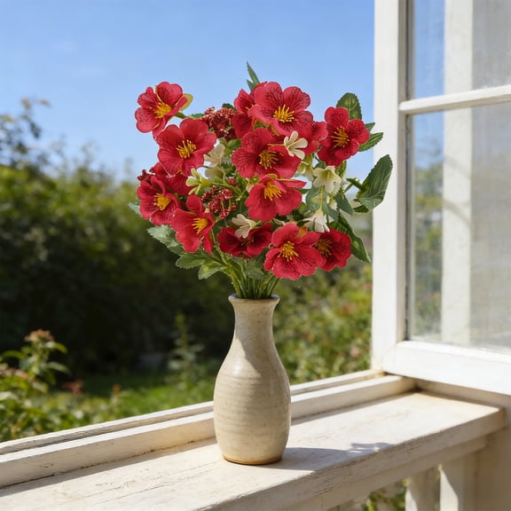 weibbin 11.4in Artificial Mixed Flower Spray Realistic Faux Flower for Wedding Centerpiece Red