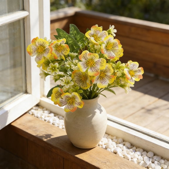 weibbin 11.4in Artificial Mixed Flower Spray Realistic Faux Flower for Wedding Centerpiece Yellow