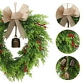 thumbnail image 1 of weibbin 18-Inch Real Touch Norfolk Pine Christmas Wreath with Bow and Berry - Lifelike Soft Pine for Indoor & Outdoor Holiday Decor, 1 of 6