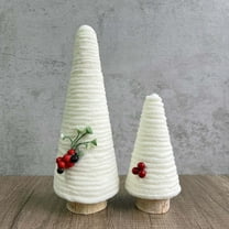 weibbin 2 PCS Christmas Table Decorations Mini Christmas Trees Yarn Trees Red and White Farmhouse Decor for Indoor Room Kitchen Home Tiered Tray Decor