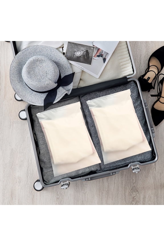 2 Pcs Zipper Sock Organizer Bags - Zipper Plastic Bags for Travel Storage Clear Apparel Bag for Packing Gloves, Toiletries, Small Towels, Panties, Cosmetics | No Vent Holes