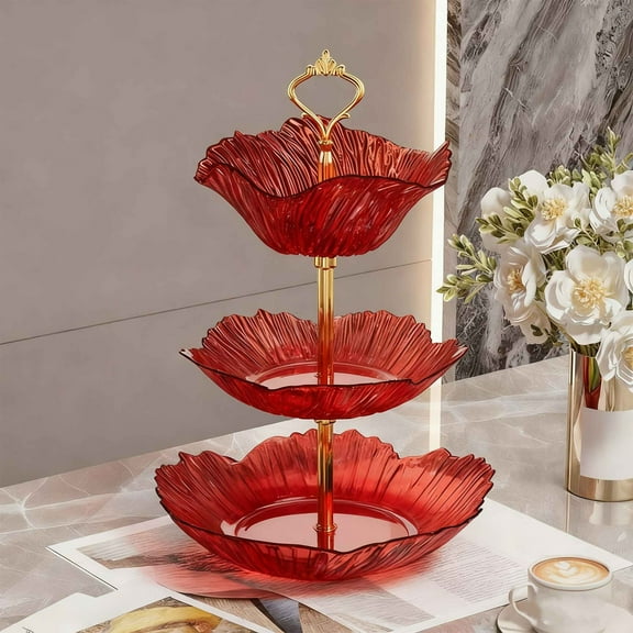 weibbin 3-Tier Gold Fruit Bowl & Tray with Stand Triple Layer for Snacks, Nuts, Bread & Candy Storage