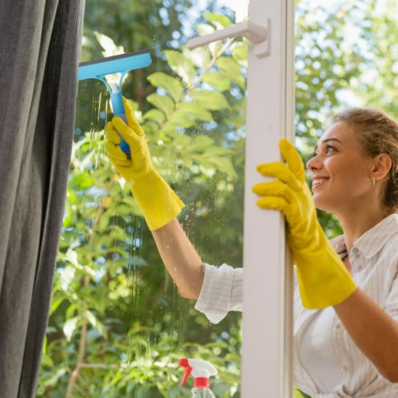 weibbin 4 in 1 Glass Wiper with Scraper and Sprayer,Window Cleaner, Handheld Shower Window Glass Scraper for Spraying,Washing and Scraping,Window,Tile,Mirror,Bathroom, Cleaning Tool