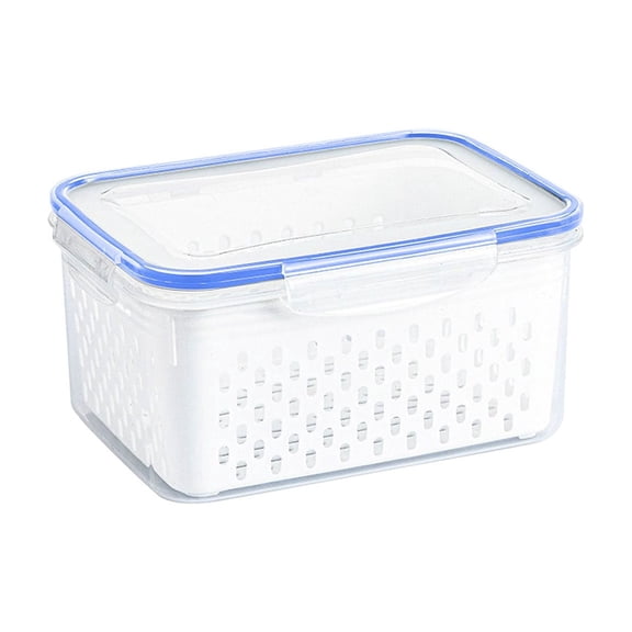 weibbin 4 in 1 Food Storage Container with Strainer Airtight Produce Saver for Fridge Kitchen Organizer