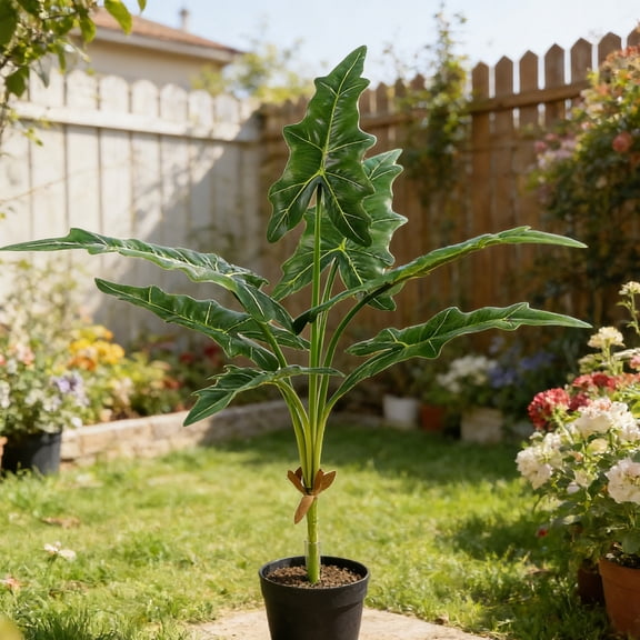 weibbin Artificial Banana Leaf Plant 29 Inch, Monstera Philodendron Decorative Stem, Indoor Courtyard Greenery Ornament