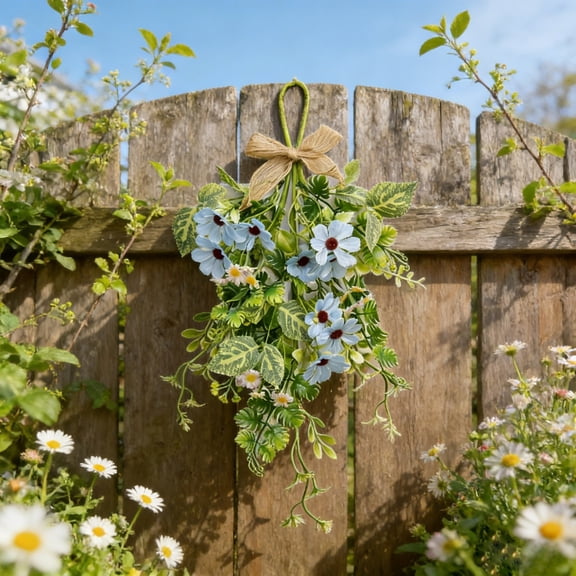 weibbin Artificial Daisy Hanging Decoration 18in, Faux Flower Wall Decor for Home Garden, Multicolor