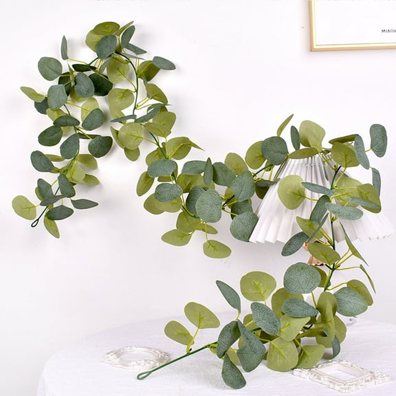 weibbin Artificial Eucalyptus Garland Greenery Leaves Handmade Silk Vines Silver Dollar Leaves Faux Leaf Plants for Wedding Wall Table Party Home Fireplace Bedroom Decor