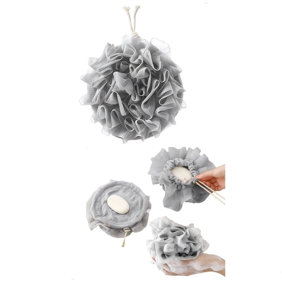 weibbin Bar Soap Loofah Pouch 2 in 1 Drawstring Mesh Exfoliating Shower Ball Set of 3 Multicolor