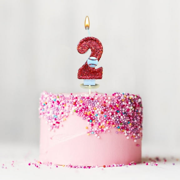 weibbin Baseball Glitter Number Cake Candle - Red Sequins, for Birthday Party Decorations, Cupcake Topper, Fits Digits 0-9, Festive Sparkle