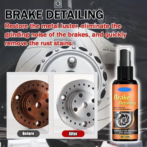 weibbin Brake Disc Rust Remover Kit 55ml, Anti Squeak Lubricant Spray, Car Maintenance Set with Sponge