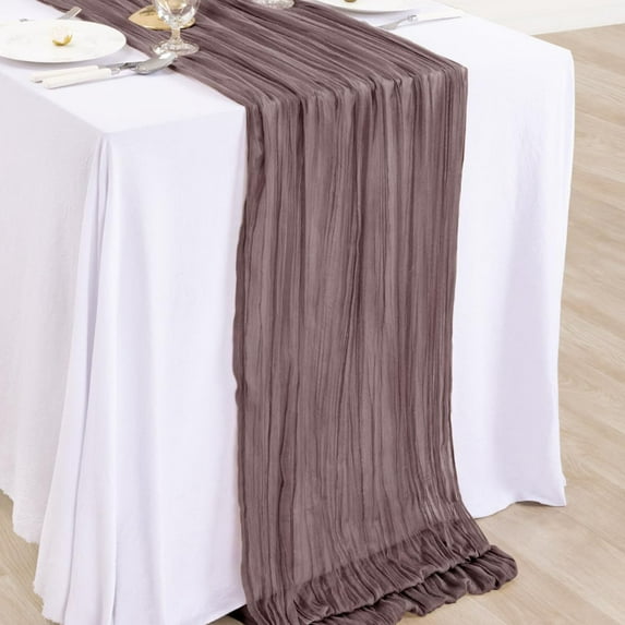 weibbin Cheesecloth Table Runner Boho Gauze Table Runner Rustic Cheese Cloth Romantic for Wedding Bridal Baby Shower Arbor Decor 35x158in