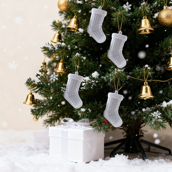 weibbin Christmas Balls Ornaments Stocking Hanging Ornament - 3pcs Painted Plastic Stocking for Tree, Wedding, Party Decor