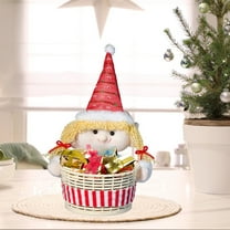 weibbin Christmas Candy Basket Santa Claus 7" Woven Basket Candy Dish Bowl Round Gift Baskets Xmas Snack Dried Fruits Nuts Storage Holder for Kitchen Restaurant Tiered Tray Christmas Decor, Santa