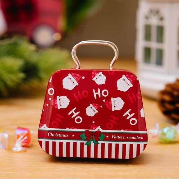 weibbin Christmas Decoration Products Tin Plated Handbags Candy Boxes Children's Gifts Small Iron Boxes Mini Handbags