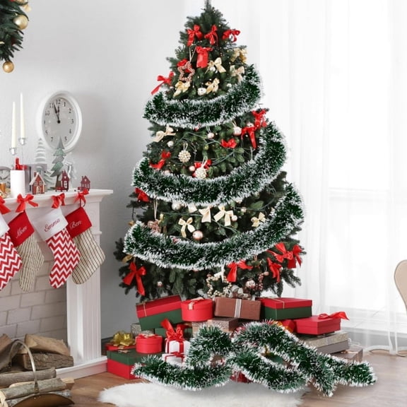 weibbin Christmas Decorations Tinsel Garland Green Tinsel Garland Christmas Tinsel Garlands Tinsel Twist Garland for Indoor for Xmas Tree Holiday Disco Party Christmas Decor 78.7in