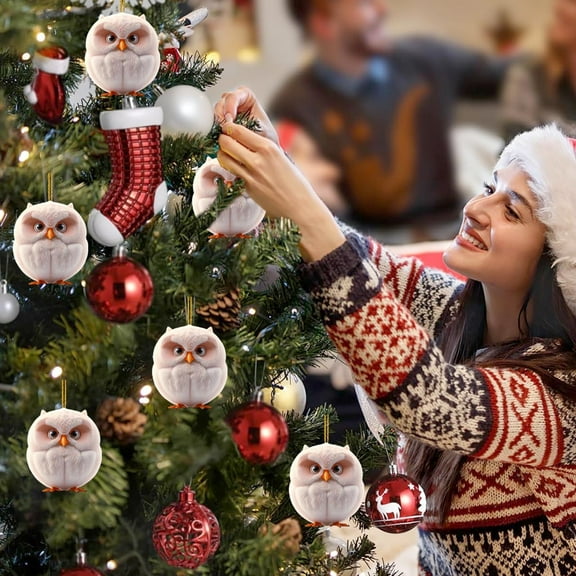 weibbin Christmas Hanging Ornaments, Owls Acrylic Ornaments for Christmas Tree Decorations Car Decor