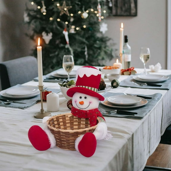 weibbin Christmas Storage Basket - Santa Snowman Candy Woven Holder Bowl Dish for Holiday Table Desk Decoration Gift