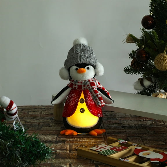 weibbin Christmas Table Decorations, Penguin with Warm White LED Lights, Xmas Table Top Penguin Decor for Winter Home Kitchen Mantle Room Office Holiday Party