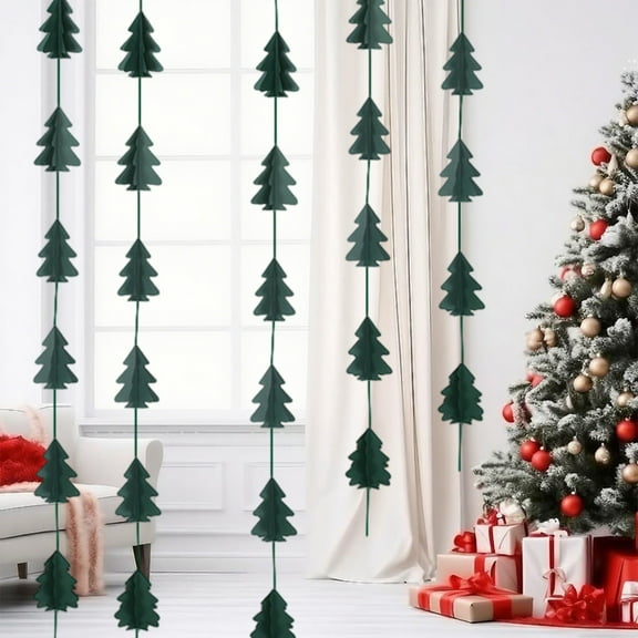 weibbin Christmas Tree Garland Camping Decorations for Woodland Theme Birthday Party Decoration Xmas Hanging Nature Streamer Backdrop Pine Tree Garland Classroom Glamping Decor 98in