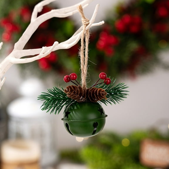 weibbin Christmas Tree Hanging Jingle Bells Metal Round Bells Craft for Christmas Wind Chimes Jewelry Ornaments Holiday Home Party Decoration