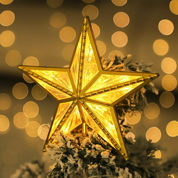 weibbin Christmas Tree Topper, Christmas Decoration Tree Top Star 3D Lamp, for Christmas Decorations Xmas New Year Holiday Party (Five-Pointed Star)