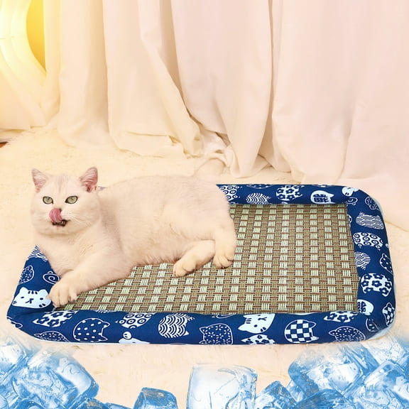 weibbin Cooling Dog Bed, Summer Comfy Cat Bed Pad, Breathable Pet Cooling Mat for Cats & Small Dogs, 16" x 12“ Kennel Bed Pad with Non-Slip Bottom, Pet Sleeping Pad for Home and Travel