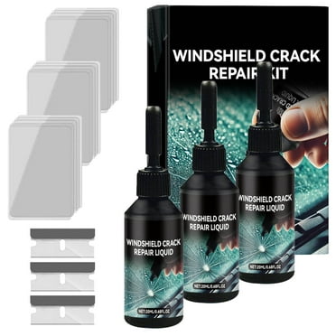 weibbin Cracked Windshield Repair Kit for Chips and Cracks, Glass Repair Liquid for Cracks, Rock Chip Repair Kit Windshield 3PCS
