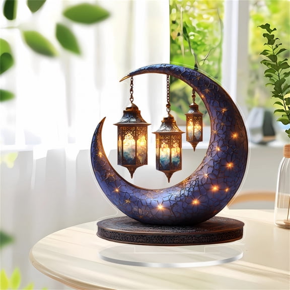 weibbin Crescent Moon Candle Holder Decoration, LED Light Fixture for Bedroom Living Room, Table Centerpiece