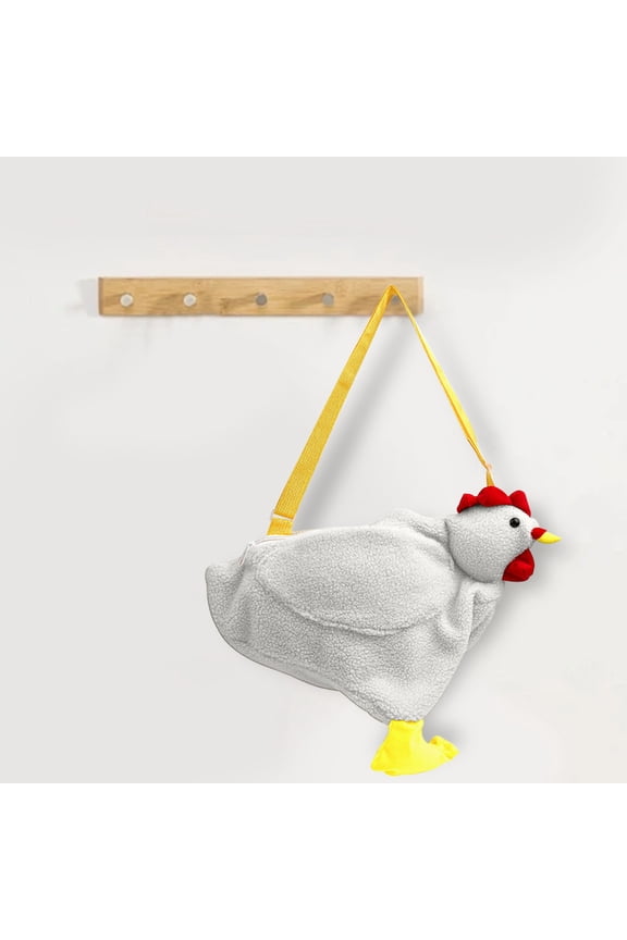 Cute Big Chicken Purse Cute Chicken Bag Fluffy Hen Shoulder Plush Handbag Crossbody Purse,Funny Animal Cartoon Crossbody Bag