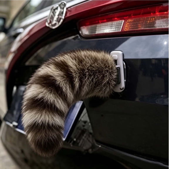 weibbin Cute Fuzzy Tail Car Decoration Remote Control Rechargeable Moving Tail for Auto Trunk Gray