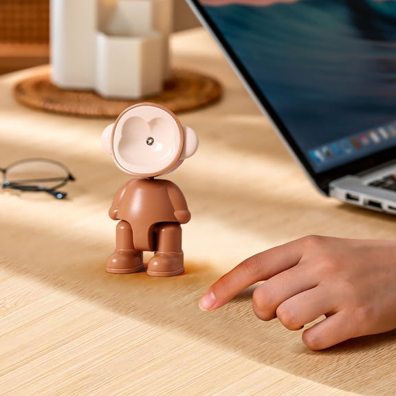 weibbin Cute Monkey Night Light, Multi-Color Adjustable LED Table Lamp, USB Rechargeable Desktop Ambient Lighting for Bedroom Decor