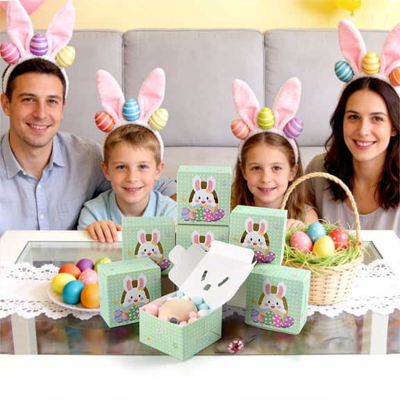 weibbin Easter Bunny Candy Boxes 10 Pack, 3.5 Inch Paper Gift Boxes, Spring Party Favor Containers