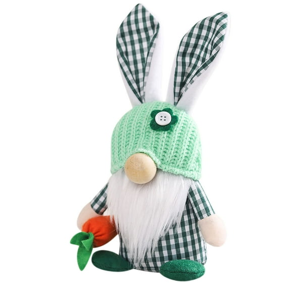 weibbin Easter Gnomes Spring Summer Home Decor Ornaments Handmade Holiday Bunny Plush Basket Statues Decor Tiered Tray Tabletop Bunny Ornaments Figurines