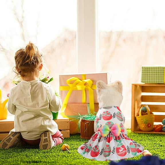 weibbin Easter Pet Dog Dress Costume Bunny Themed Summer Clothes, Cute Puppy Apparel for Small Dogs Size M