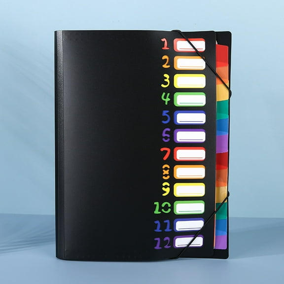 weibbin Expanding Files Folder 12 Pockets A4 Rainbow Accordion File Organizer,Index Handle File High Capacity Expanding Document Folder for Business Office Study