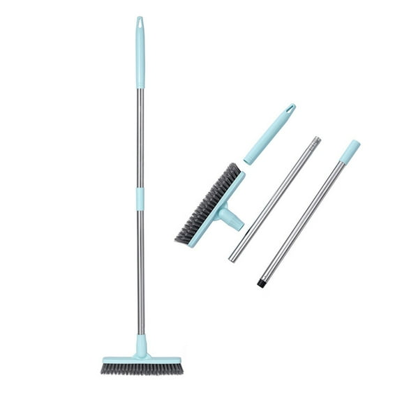 weibbin Floor Scrub Brush with Long Handle, 2 in 1 Scrape and Brush, Stiff Bristles Floor Scrubber, Deck Brush for Cleaning Bathroom, Patio, Garage, Kitchen, Bath, Tile