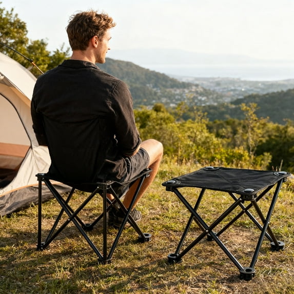 weibbin Foldable Camping Chair Set of 1, Folding Camp Chairs for Adults, Portable Lawn Chair for Outdoors Fishing, Hiking, Travel, Picnic, Beach