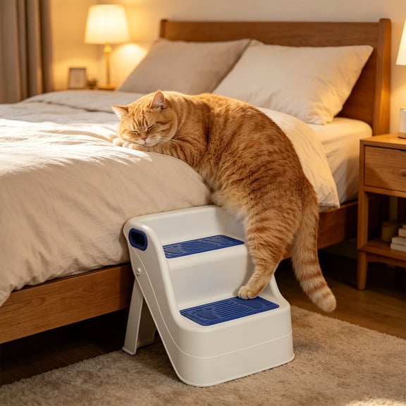 weibbin Foldable Pet Stairs Non Slip Plastic Ramp Ladder for Bed Couch Sofa Portable Climbing Step for Small Senior Dogs Cats 12.99x11.42x11.42in