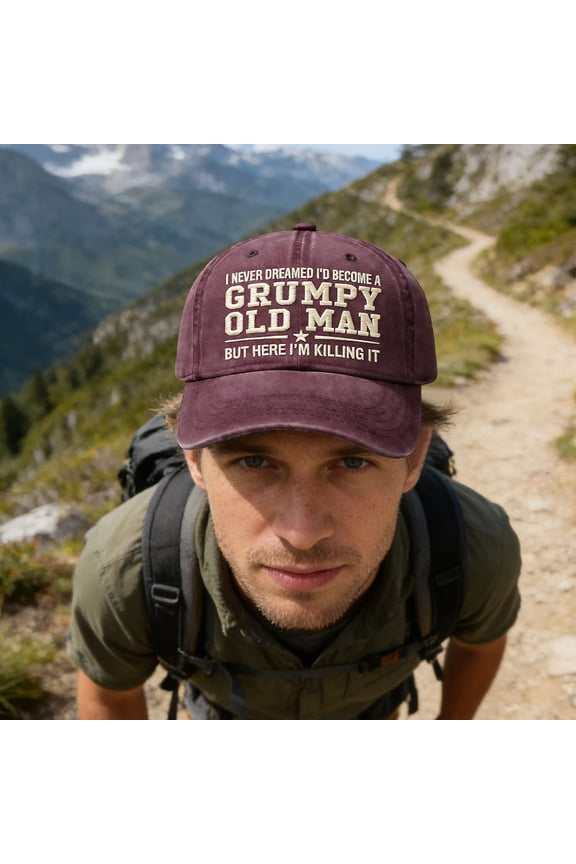 Funny Embroidered Baseball Cap Hot Tempered Old Man Saying For Adult Outdoor Sun Protection D