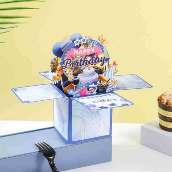 weibbin Funny Happy Birthday Pop Up Card, Birthday Gift Box for Adults and Kids with Envelopes, Unique Handmade Foldable Celebration Cards for Daughter, Son, Mom, Dad, Friend