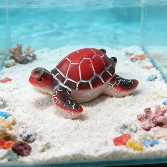 weibbin Glow in The Dark Aquarium Decorations Plastic Turtle Figurine for Fish Tank, 1.38 Inches, Red