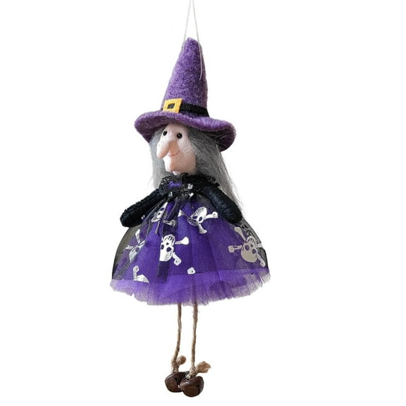 weibbin Halloween Hanging Witch Decor, Outdoor Spooky Witch PendantTree Ornaments, Halloween Decoration Black Gauze Witches with Hat for Yard Lawn Garden Haunted House Party Decor