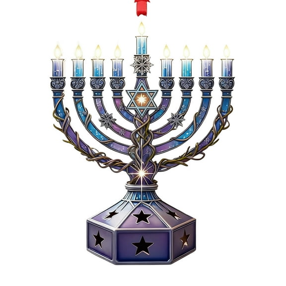 weibbin Hanukkah Menorah Hanging Ornaments, Crystal Suncatchers for Christmas Tree, Halloween & Hanukkah Decor, Window Suncatchers & Gift