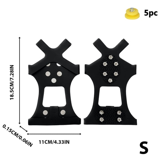 weibbin Ice Snow Grips Over Shoe/Boot Traction Cleat Spikes Anti Slip Footwear A pair, 5x studs