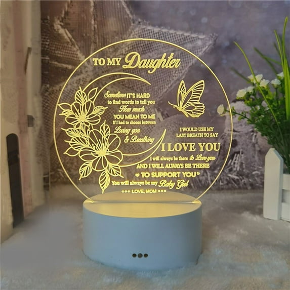 weibbin LED Acrylic 3D Mother's Day Light - Mothers Day Birthday Gifts - Acrylic Greeting Mother's Day Gift Atmosphere Light(White Warm Light)