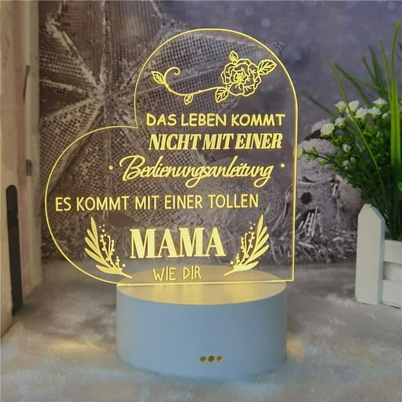 weibbin LED Acrylic 3D Mother's Day Light - Mothers Day Birthday Gifts - Acrylic Greeting Mother's Day Gift Atmosphere Light(White Warm Light)