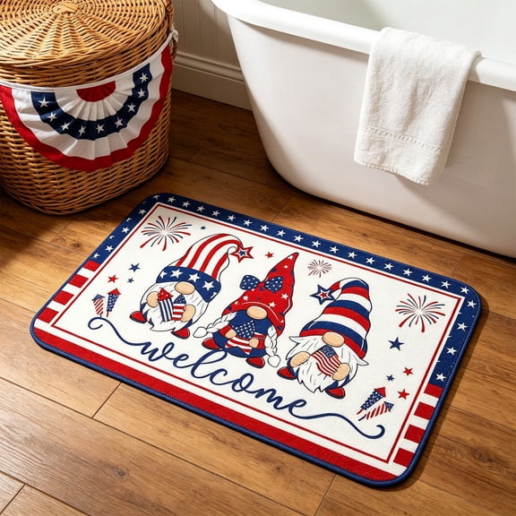 weibbin Mats Independence Day Door Mat Non Slip Absorbent for Kitchen Bathroom Entry 23.6x15.7in