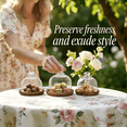 thumbnail image 1 of weibbin Mini Glass Dessert Dome 6 Inch with Wooden Base, Glass Cake Cloche Cover, Food Display Stand for Kitchen, 1 of 9