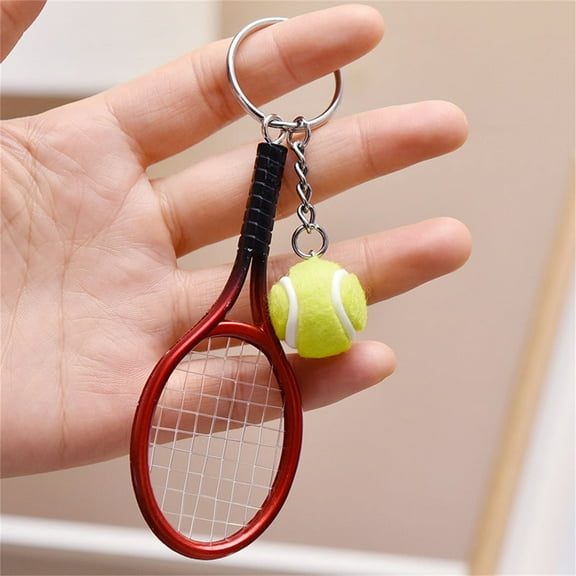 weibbin Mini Tennis Racket Keychain Simulated Mini Tennis Racket Keychain Sports Equipment Gift