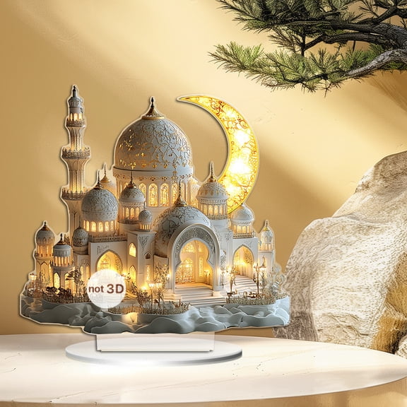 weibbin Moon Shape Acrylic Table Decoration, 2D Holiday Party Centerpiece for Home, 8in